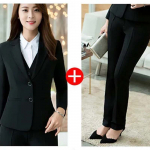 2tk naiste professionaalne &uuml;likond bleiser + &uuml;likonnap&uuml;ksid kevad ja s&uuml;gis Uus naiste kleit Intervjuu T&ouml;&ouml;riided Lihtne p&otilde;histiil XXXXL must