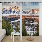 Kohandatud 3D-prinditud looduslikud romantilised maastiku kardinad, lumem&auml;e j&auml;rve mustriga aknakardin magamistoale, elutoale, r&otilde;dule W50xH130(CM)x2PCS-Rod pocket