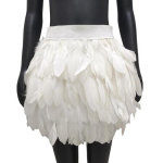 Festival Faux Feather Seelik Punk Gooti stiilis K&auml;sitsi &otilde;mmeldud disain Lavaetendus Punk Gooti v&auml;ike l&uuml;hike seelik L white