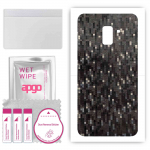 apgo Protective Skin Sticker for the back compatible with Samsung Galaxy A8+ (2018), Wrap Film, Foil, Vinyl - Pattern Carbon Black Pixel