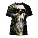 L&uuml;hikeste varrukatega plusssuuruses suvine meeste varustus, must Skeleton 3D tr&uuml;kiga T-s&auml;rgid Meeste vabaaja spordir&otilde;ivaste T-s&auml;rk meestele S