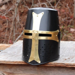 Cursed Crusader Puhast messingist terasest must funktsionaalne Great Helm Knights Bucket kiiver
