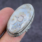 Natural Ocean Jasper Gemstone Handmade 925 Sterling Silver Jewelry Ring S.7 t6y51