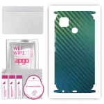 apgo Protective Skin Sticker for the back+sides compatible with Tecno Pop 4, Full Wrap Film, Foil, Vinyl - Pattern Carbon Chameleon CAKA1