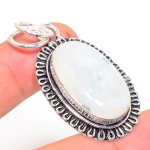 Natural Rainbow Moonstone Gemstone 925 Sterling Silver Pendant 1.89 o6w58