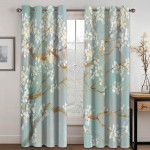 Lillede ja linnukujundusega kardinad 3D-print luksuslik ja elegantne aknakardin magamistoa elutoa sisekujundus aknakatete jaoks 200W240H(CM)79x95in&Hook