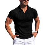 Meeste lihase V-kaelusega polos&auml;rgid Slim Fit l&uuml;hikeste varrukatega golfi T-s&auml;rgid, soonikkoes, pehmed t-s&auml;rgid, suvine kraega pullover meestele hingavad T-s&auml;rgid L