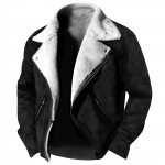 S&uuml;gis-talvine meeste polo krae kontrastpaneeliga jakk Retro vabaaja mantel L must