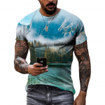 Mood, lahe stiil, looduskaunis maastik Unisex 3D prinditud T-s&auml;rgid Meeste vabaaja isikup&auml;ra l&uuml;hikeste varrukatega t&auml;navatrendi suvised T-s&auml;rgid S