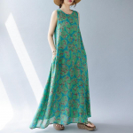 Varrukateta Plus size puuvillane vintage lilleline uus kleit naistele vaba vaba pikk suvekleit M