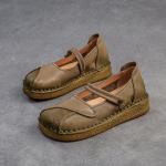 Johnature K&auml;sitsi valmistatud Pehme Tald Ehtne Nahk &Uuml;hev&auml;rvilised Mugavad Retro Mitmek&uuml;lgsed Naiste Kingad 40 khaki