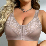 Naiste Plus Size rinnahoidja T&auml;ielikult katva pitspesu juhtmevaba eest suletavad rinnahoidjad Mugav aluspesu emale 0Xl-5Xl Vestid Topid 5XL