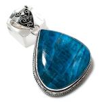 Neon Blue Apatite Gemstone Handmade 925 Sterling Silver Pendant 2.17 l5j20