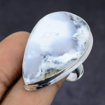 Dendrite Opal Gemstone 925 Sterling Silver gift Jewelry Ring Size 10 o7M20