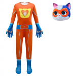 Laste SuperKitties Jumpsuit maskiga Halloween Cat Cosplay riietus 100 oranž