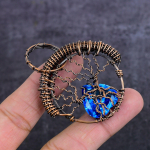 Natural Blue Topaz Gemstone Handmade Copper Wire Wrap Jewelry Pendant 2.48 g6w96