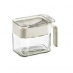 Maitseainekarp koos lusika k&auml;epidemega tolmukindla kaanega l&auml;bipaistev multifunktsionaalne t&ouml;&ouml;laud, v&uuml;rts, maitseaine sool, suhkur, klaas s&auml;ilituspurk konteiner k&ouml;&ouml;gitarvikud hall