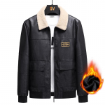 Winter Plus sametrev&auml;&auml;riga kolmem&otilde;&otilde;tmeline vabaaja meeste t&otilde;mblukuga nahktagi L