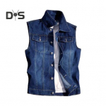 Meeste teksavest vest rev varrukateta klapiga taskud vesti mantel rebenenud augud &uuml;herealine k&otilde;rge t&auml;nava stiilis teksavest M C