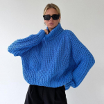 S&uuml;gistalvine vintage avara pikkade varrukatega &uuml;laosa &uuml;hev&auml;rviline pullover trikotaaž, kraega kampsun S sinine