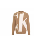 Calvin Klein Letter Jacquard Crew Neck Sweater Meeste kampsun Khaki 40JM331-HMS M