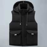 Suures suuruses S-8XL Talvised varrukateta jakid meestele &Uuml;leriided Kapuutsiga mood vabaaja paksud meeste soojad vestid S must