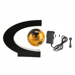 Magnetic Levitation Globe Kuldne Sisseehitatud LED j&auml;&auml;tunud tekstuur C kujuga 3in 12V 1A Magnetic Levitatio US Plug 100‑240V