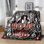 Rockb&auml;nd AC/DC retrotr&uuml;kiga flanellist soe pleed piknikutekk voodikate viskepleed voodipesu S&uuml;nnip&auml;evakink 40x50in