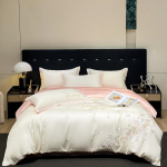 Pestud j&auml;&auml;siidiga tikitud Snow Lotus Tencel neljaosaline komplekt jahe tekikattega voodilina 2.0m bed