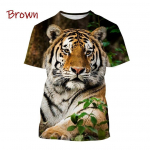 Hot Sale Isiksus Metsik Tiger 3D Printimine T-s&auml;rk Suvine Unisex Mood Naljakas Lahe Hip Hop Loomade L&uuml;hikeste Varrukatega Top XL