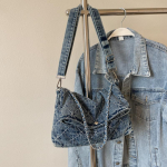 Retro Naiste Denim K&auml;ekott S&uuml;gis Uus Kett &Uuml;he &Otilde;lakotid Suure Mahutavusega Pendelr&auml;ndaja Ristkeha Kotike Tassikott