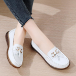 Kevadised ja s&uuml;gisesed naiste metallist nahast nahast pehmed nuudlid, pehme p&otilde;hjaga vabaajajalatsid Naiste nahast kingad 35 valge