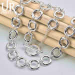 925 h&otilde;bedast ruudukujuline ketiga 20-tolline naiste kaelakee, moodne pulmaehted 45CM