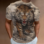 Fierce Tiger Print Meeste T-s&auml;rk 3D Prindiga L&uuml;hikeste Varrukatega T-s&auml;rk Meestele Suvine Lahtine Meeste Riietus Retro lahtised Suured T-s&auml;rgid Topid S