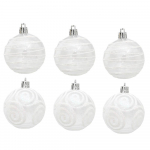 6 tk 6 cm j&otilde;ulupall loominguline &otilde;rn j&otilde;ulupuu ripats riputatav l&auml;bipaistev valge v&auml;rvitud pall pidu other