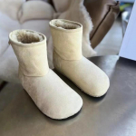 Naiste karusnahast lamedad lumised pahkluusaapad disainer Suede l&uuml;hike pl&uuml;&uuml;s uus puuvillased kingad 2025 trend talv soe hubane vabaaja Botas De Mujer 36 aprikoosi