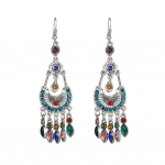 2T ehted Bohemian Women Rhinestone Crescent Moon Long Fringe Hook K&otilde;rvar&otilde;ngad Ehted Kingitus