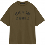Fear of God Essentials Jersii &Uuml;mmarguse Kaelusega T-s&auml;rk Oliiviroheline Meeste Topid Roheline 125BT244194F M
