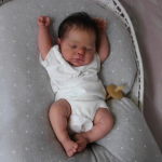 Elutruu Reborn Baby Doll Miley Suletud silmad Realistlik 19-tolline vasts&uuml;ndinud beebit&uuml;druk, asendis olevate j&auml;semetega K&auml;sitsi maalitud nahk N&auml;htavad veenid beebinukud lastele cloth body