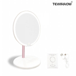 TEWIRROW Led-meigipeegel valguse laetava 8-tollise reguleeritava heleduspeegliga, 3-v&auml;rviline kosmeetiline valguspeegel, kingitus naistele valge
