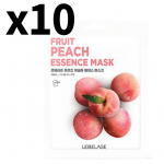 Lebelage Fruits Peach Essence maskipakk (10 lehte) - Niisutavad ja rahustavad n&auml;omaskid
