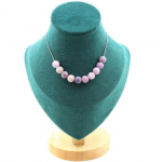 Pierres et Min&eacute;raux. Collier 10 perles Mica violet mat 8 mm. Chaine en acier inoxydable Collier femmes, hommes. Taille personnalisa