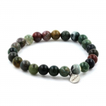 Pierres et Min&eacute;raux. Bracelet Perles Agate Indienne 8 mm. Fabriqu&eacute; en France. pruun