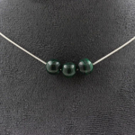 Pierres et Min&eacute;raux. Collier 3 perles Malachite du Congo qualit&eacute; 7A 8 mm. Chaine en acier Collier femmes, hommes. Taille personnali