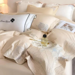 Hepburn Tikand King Size Voodipesu Komplekt 100% Puuvill Double Tekikott Komplekt Linaliga Pehme Nahas&otilde;bralik Tekikott Voodipesu Komplektid US Full Size 4 pcs white
