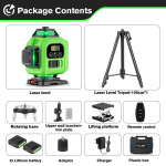 HGLINE 16 joont laserlood APP-i kaugjuhtimispuldiga Horisontaalsed Vertikaalsed tasemed Masin Toiteekraan Laserlood 100cm statiiviga 2xBattery Set
