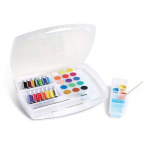 Mallette de peinture - Fantasia - 14 tubes gouache 12 ml - 15 aquarelles &Oslash; 30 mm - Accessoires inclus mitmev&auml;rviline