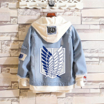 R&uuml;nnak Titanile: Eren, Mikasa, Levi Survey Corpsi vabaaja teksajakk (Unisex) M