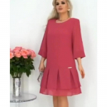 Naiste kleit &Uuml;markaelusega pikkade varrukatega kevad- ja suvekleit S roosa punane v&auml;rv