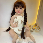 55cm Elutruu Reborn Beebi T&uuml;drukunukk 22tolli Pehme Silikoon Pikk Pruun Juus Realistlik Printsess V&auml;ikelaps Bebe S&uuml;nnip&auml;evakingitus M&auml;nguasi Full Silicone Girl